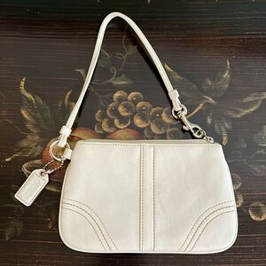 Coach Creamy White Leather Wristlet with Hang Tag